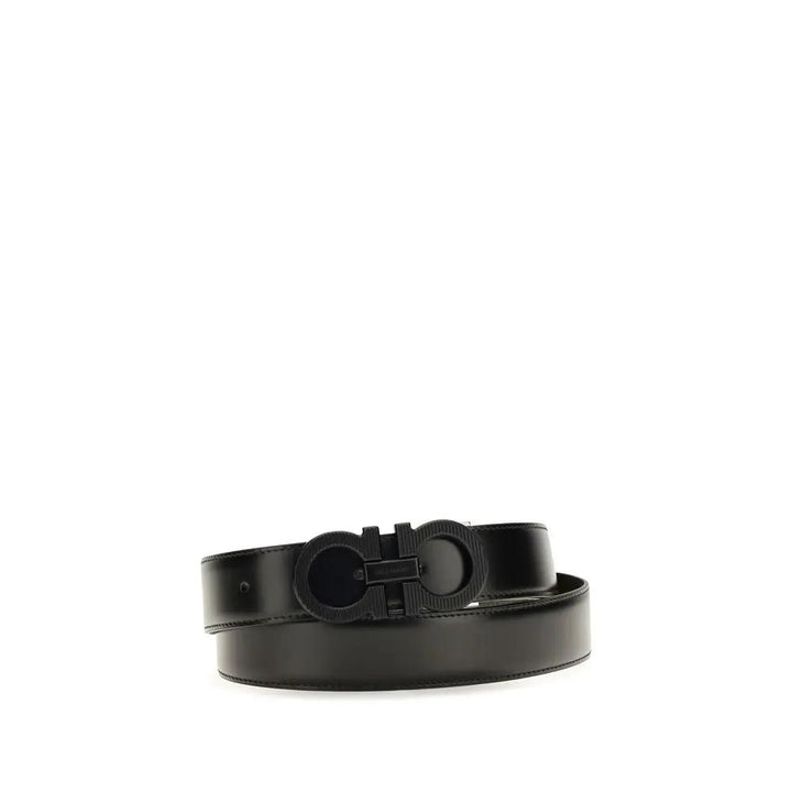 Ferragamo Sample Sale | Ferragamo Black Calf Leather Bos Taurus Regular Belt - | Designer outlet