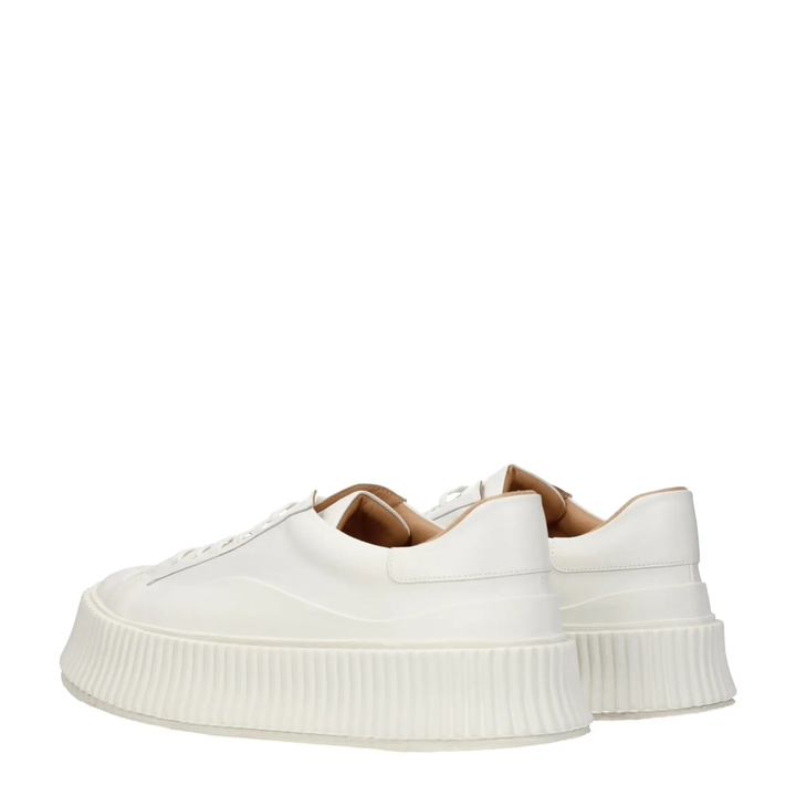 Jil Sander Sample Sale | Jil Sander White Leather Platform Sneakers - | Designer outlet