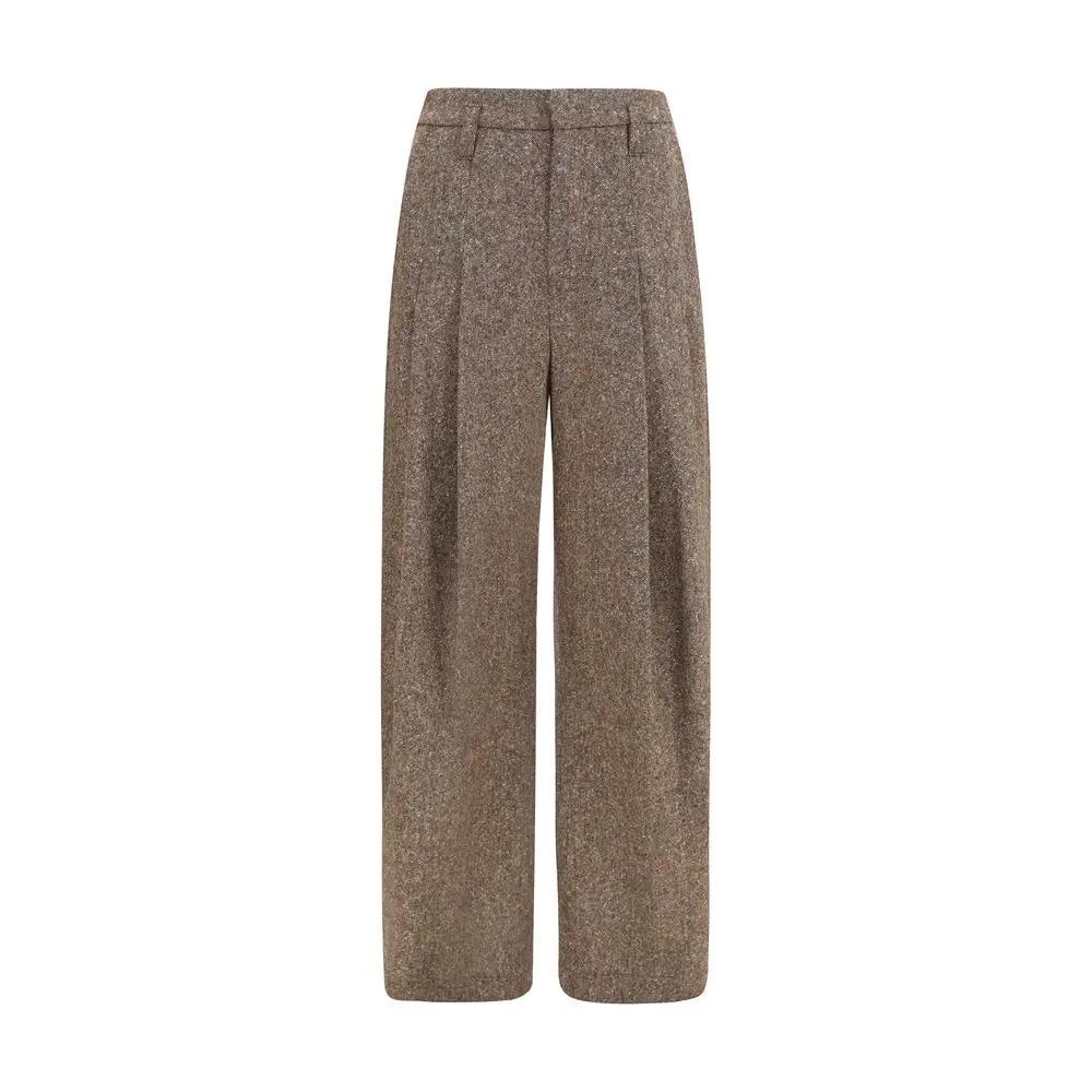Brunello Cucinelli Sample Sale | Brunello Cucinelli Brown Wool Oves Aries Casual Pants - | Designer outlet