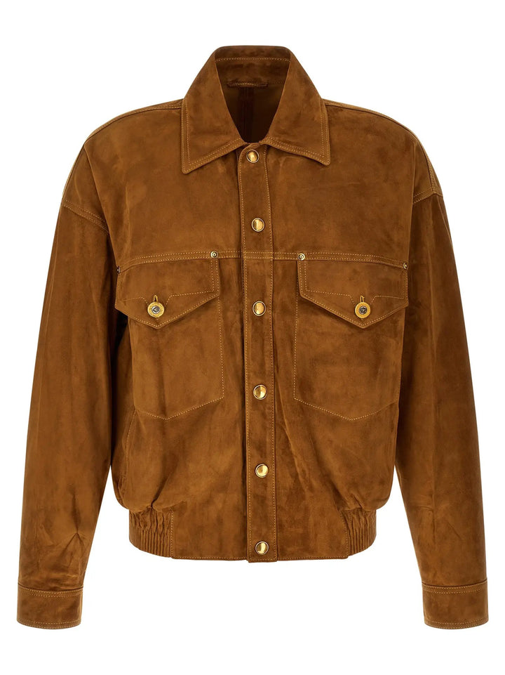 Versace Sample Sale | Versace Brown Lamb Leather Leather Jacket - | Designer outlet