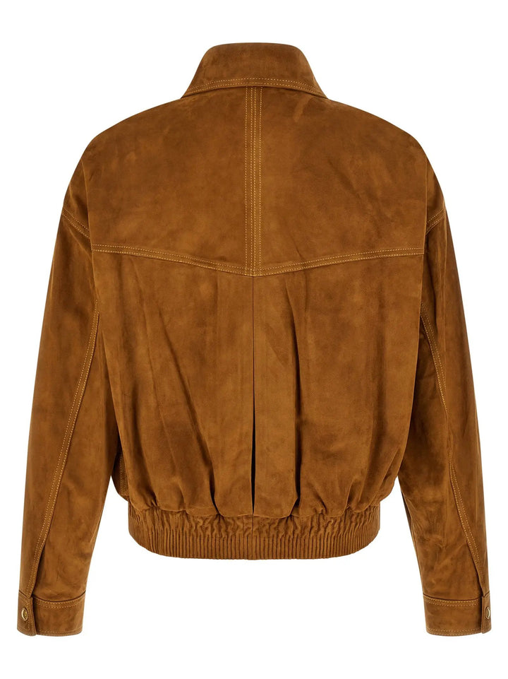 Versace Sample Sale | Versace Brown Lamb Leather Leather Jacket - | Designer outlet