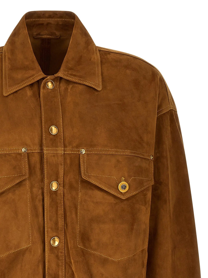 Versace Sample Sale | Versace Brown Lamb Leather Leather Jacket - | Designer outlet