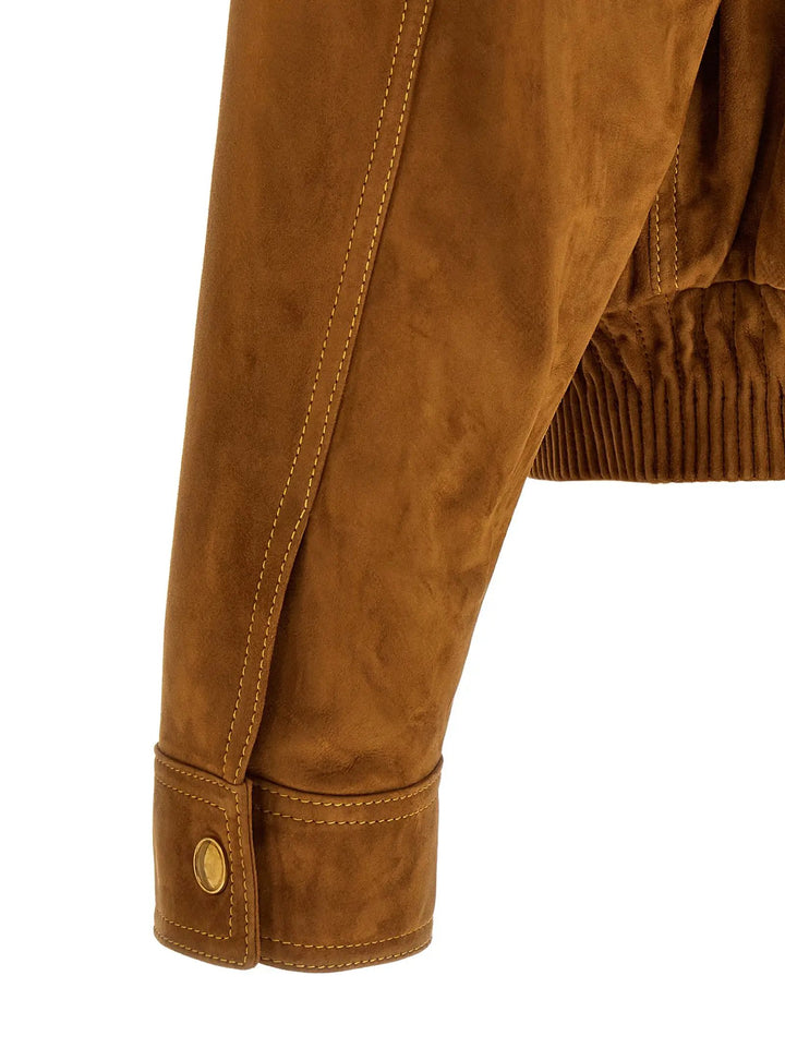 Versace Sample Sale | Versace Brown Lamb Leather Leather Jacket - | Designer outlet