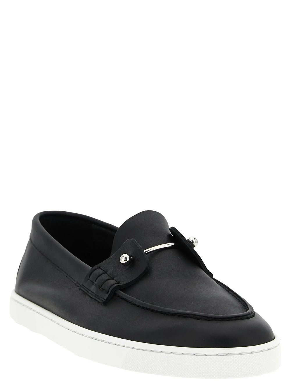 Christian Louboutin Sample Sale | Christian Louboutin Black Calfskin Slip-On Loafers - | Designer outlet
