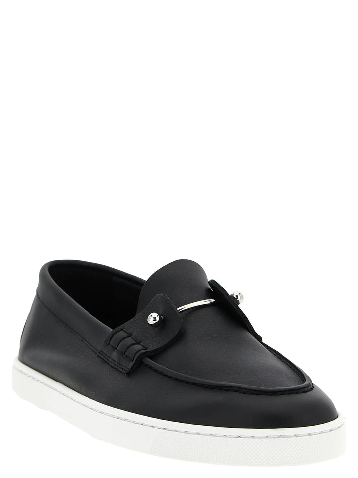 Christian Louboutin Sample Sale | Christian Louboutin Black Calfskin Slip-On Loafers - | Designer outlet