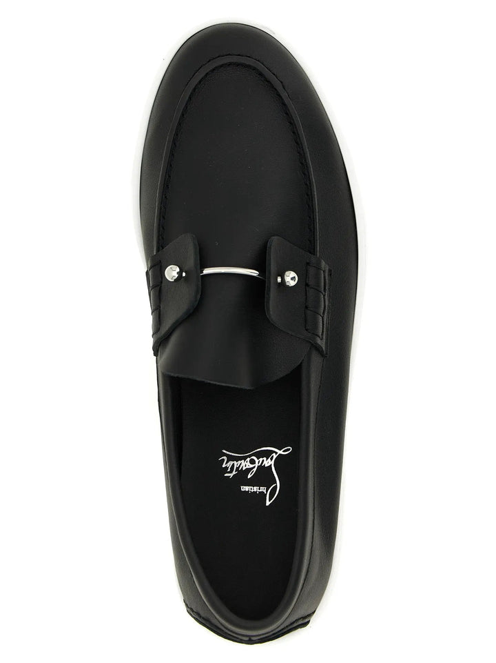 Christian Louboutin Sample Sale | Christian Louboutin Black Calfskin Slip-On Loafers - | Designer outlet