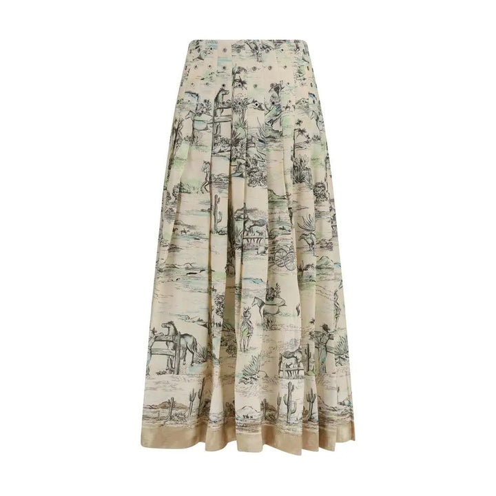 Alemais Sample Sale | Alemais Beige Linen Midi Skirt - | Designer outlet