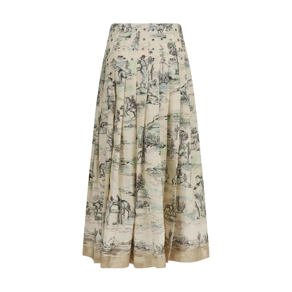 Alemais Sample Sale | Alemais Beige Linen Midi Skirt - | Designer outlet