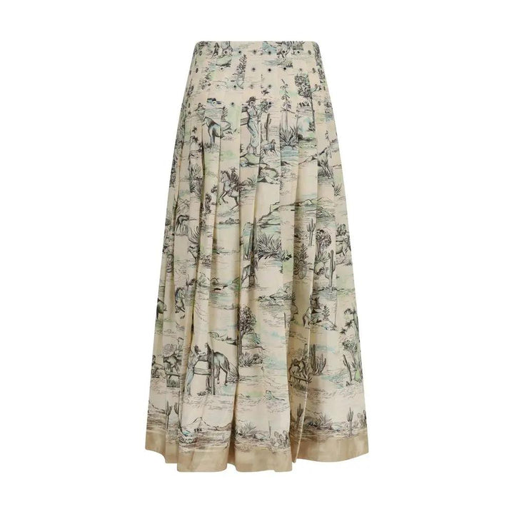 Alemais Sample Sale | Alemais Beige Linen Midi Skirt - | Designer outlet