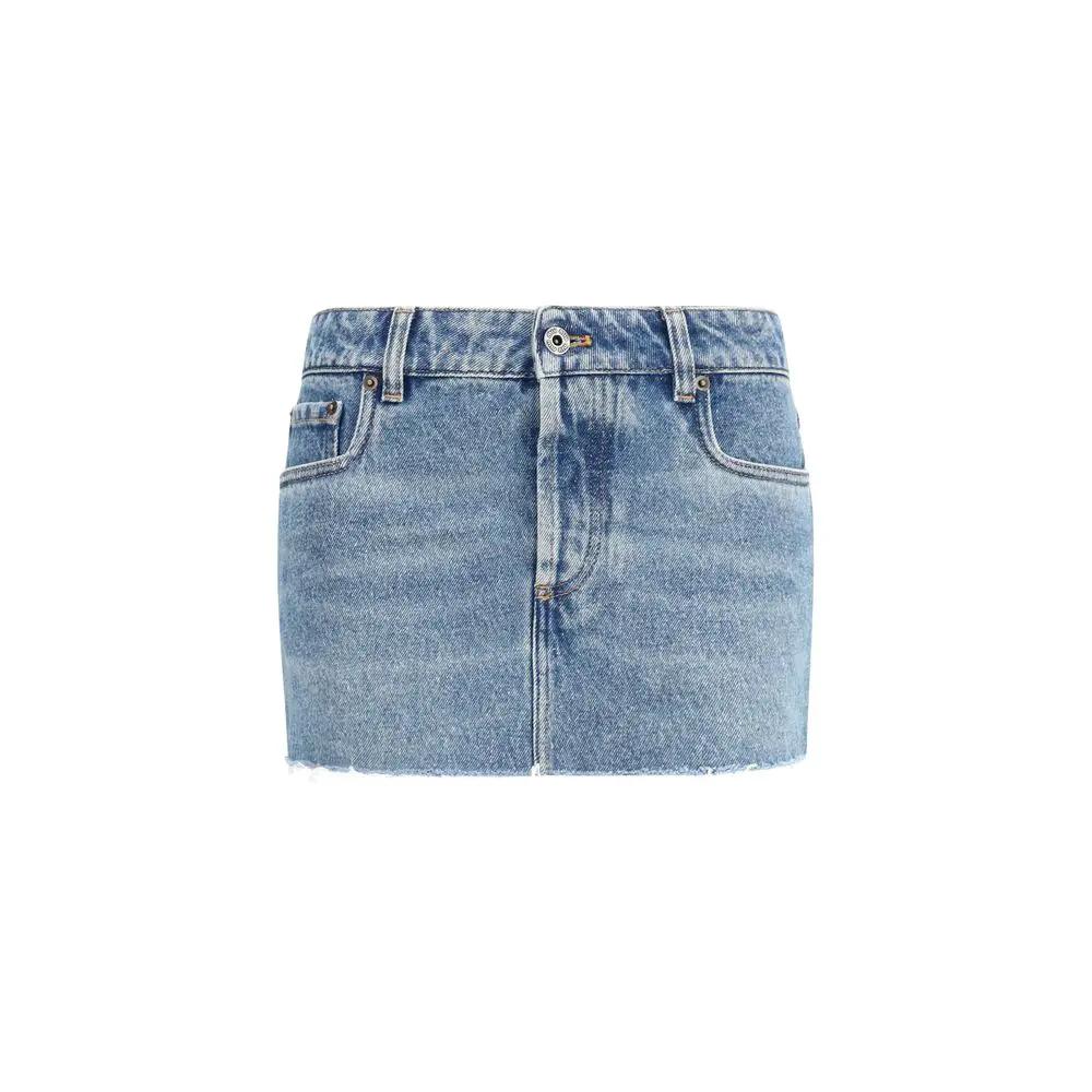 Miu Miu Sample Sale | Miu Miu Blue Cotton Mini Skirt - | Designer outlet