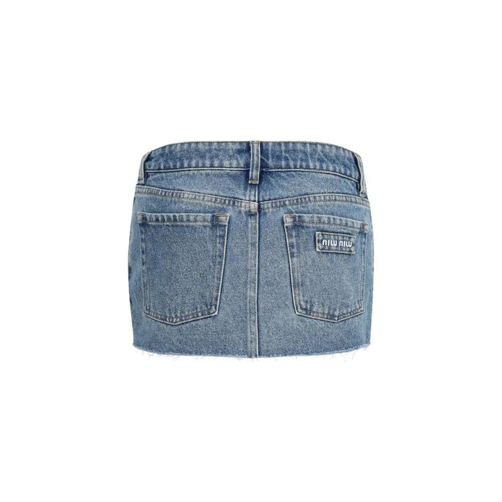 Miu Miu Sample Sale | Miu Miu Blue Cotton Mini Skirt - | Designer outlet