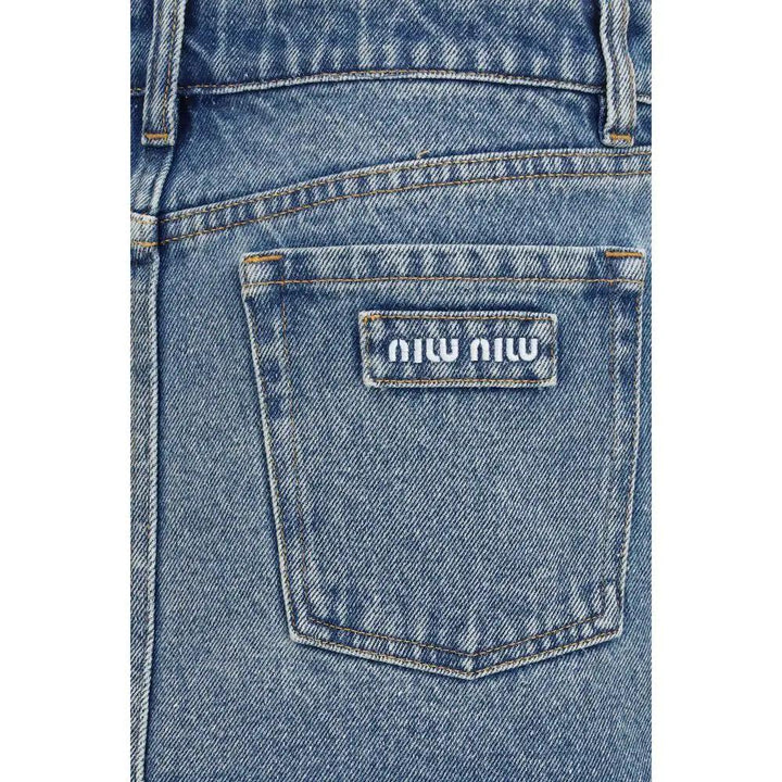 Miu Miu Sample Sale | Miu Miu Blue Cotton Mini Skirt - | Designer outlet