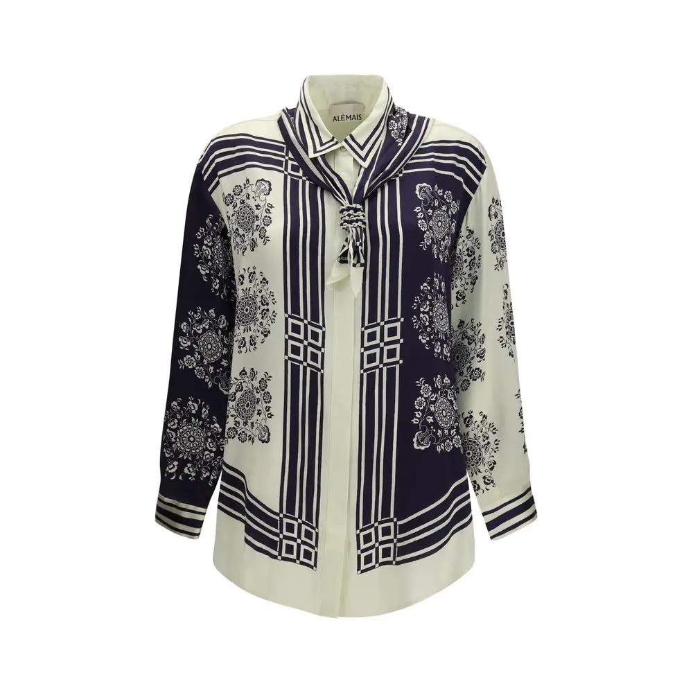 Alemais Sample Sale | Alemais Blue Silk Shirt - | Designer outlet