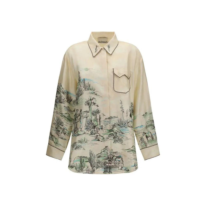 Alemais Sample Sale | Alemais Beige Silk Blouse - | Designer outlet