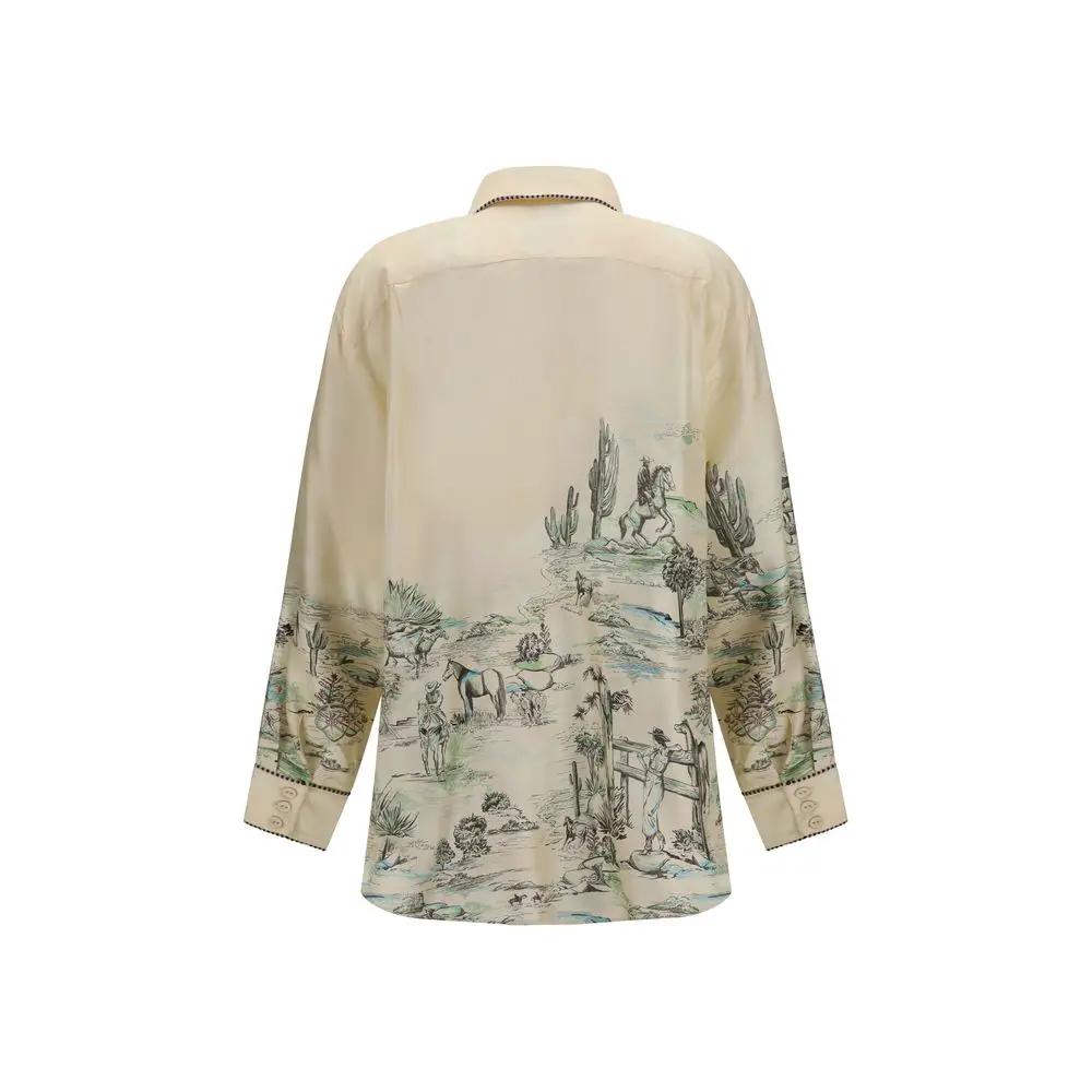 Alemais Sample Sale | Alemais Beige Silk Blouse - | Designer outlet
