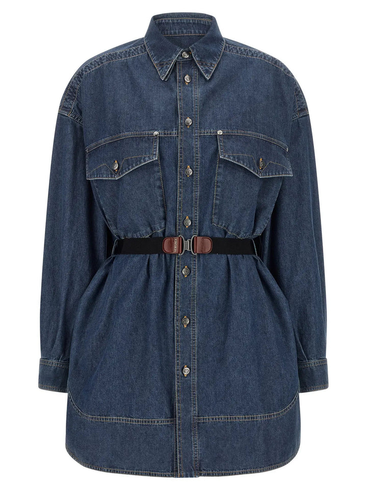 Versace Sample Sale | Versace Blue Cotton Short Dress - | Designer outlet