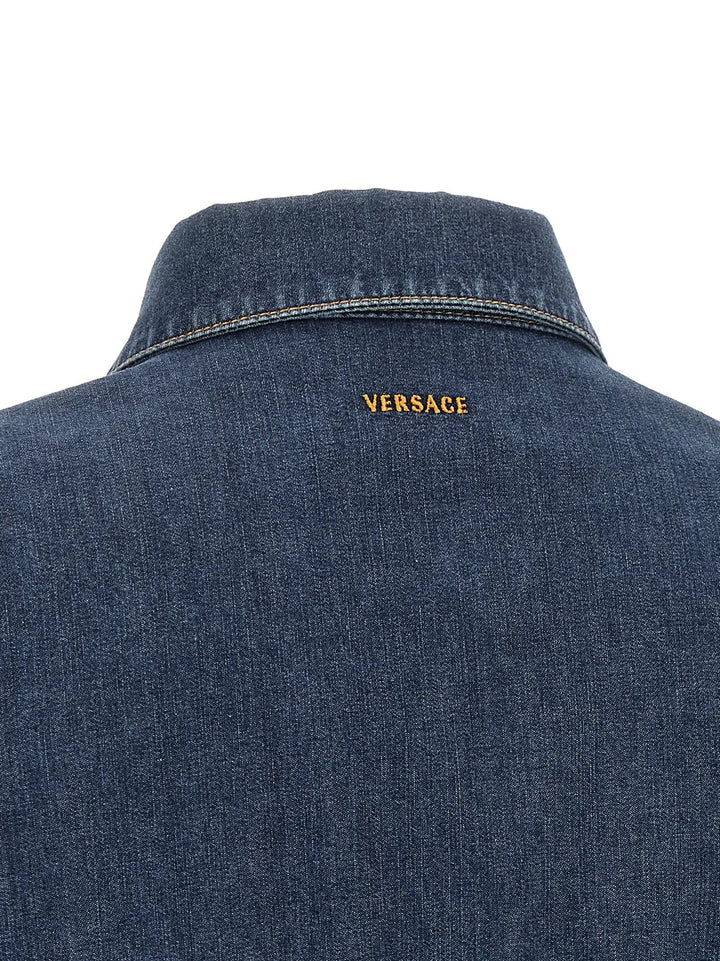 Versace Sample Sale | Versace Blue Cotton Short Dress - | Designer outlet