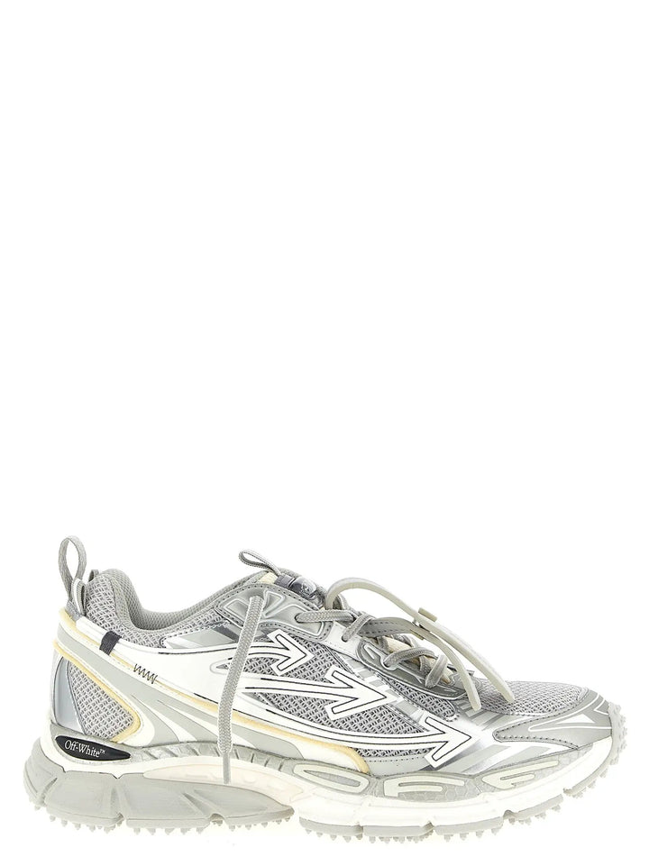 Off-White Sample Sale | Off-White Silver Polyester Athletic Sneakers - | Designer outlet
