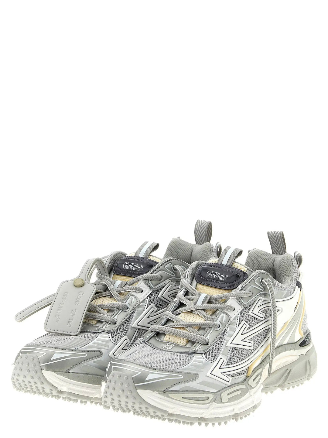 Off-White Sample Sale | Off-White Silver Polyester Athletic Sneakers - | Designer outlet