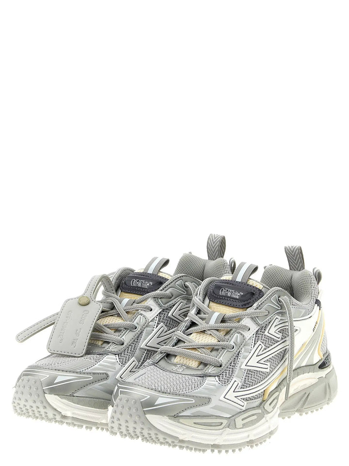 Off-White Sample Sale | Off-White Silver Polyester Athletic Sneakers - | Designer outlet