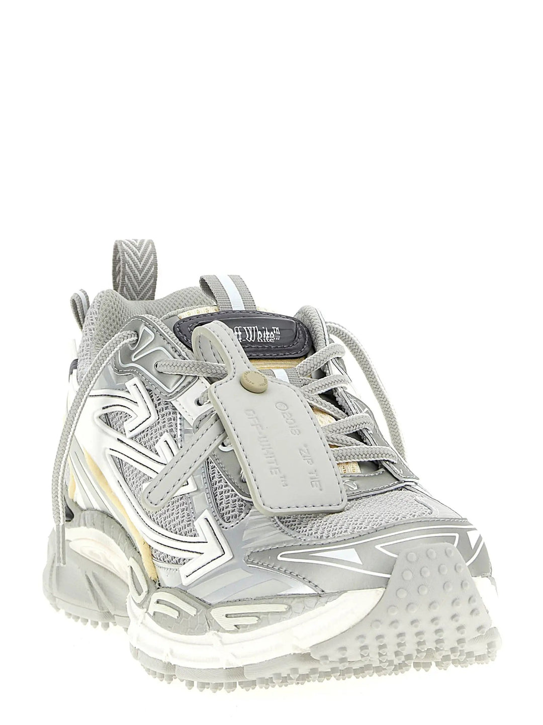 Off-White Sample Sale | Off-White Silver Polyester Athletic Sneakers - | Designer outlet