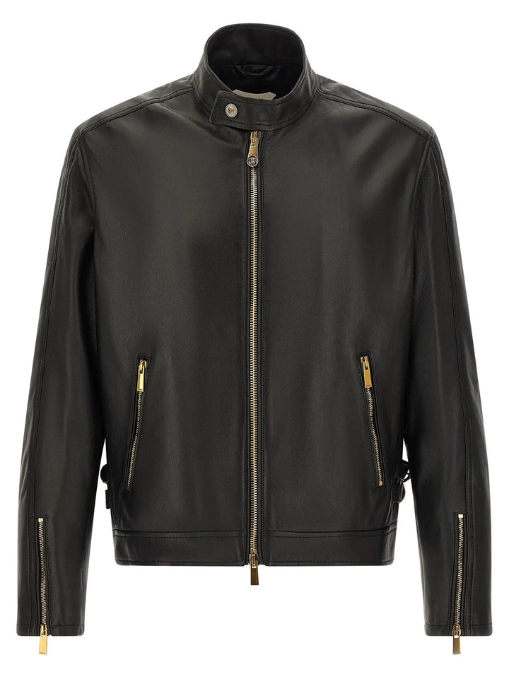 Versace Sample Sale | Versace Black Lamb Leather Leather Jacket - | Designer outlet