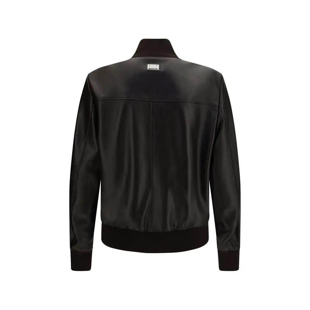 Dolce &amp; Gabbana Sample Sale | Dolce &amp; Gabbana Brown Lamb Ovis Aries Aries Leather Jacket - | Designer outlet