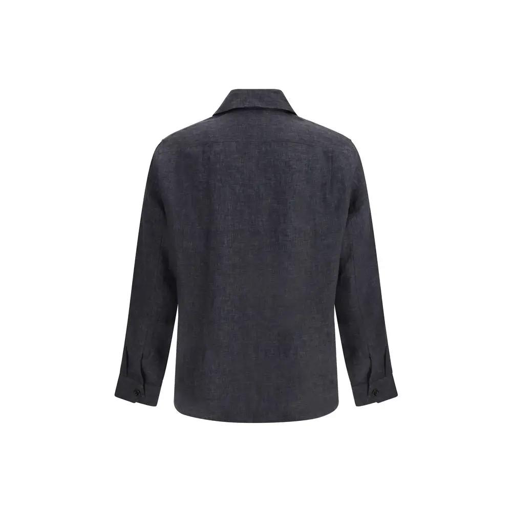 Brunello Cucinelli Sample Sale | Brunello Cucinelli Gray Linen Dress Shirt - | Designer outlet