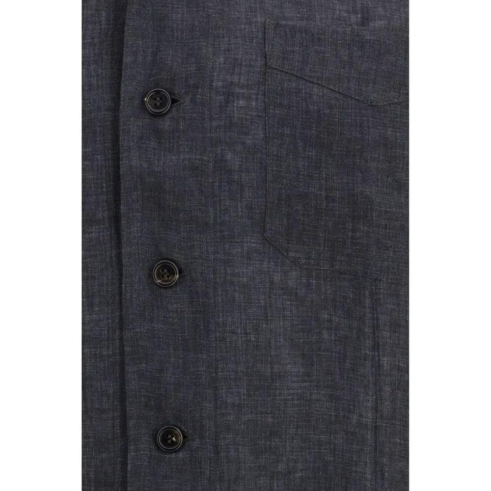 Brunello Cucinelli Sample Sale | Brunello Cucinelli Gray Linen Dress Shirt - | Designer outlet