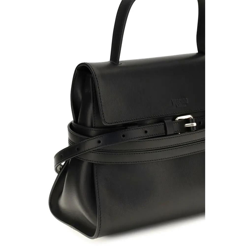 Moschino Sample Sale | Moschino Black Calf Leather Bos Taurus Shoulder Bag - | Designer outlet