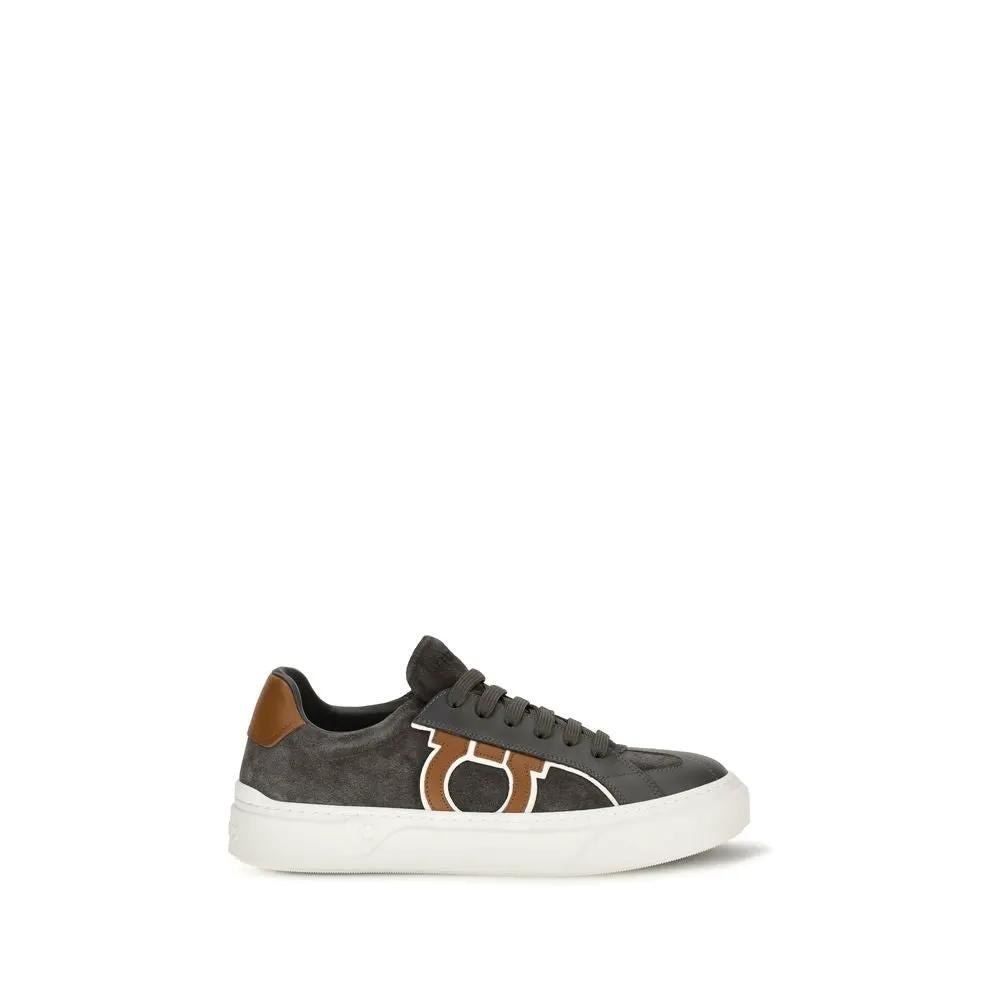 Ferragamo Sample Sale | Ferragamo Gray Suede Leather Low Top Sneakers - | Designer outlet