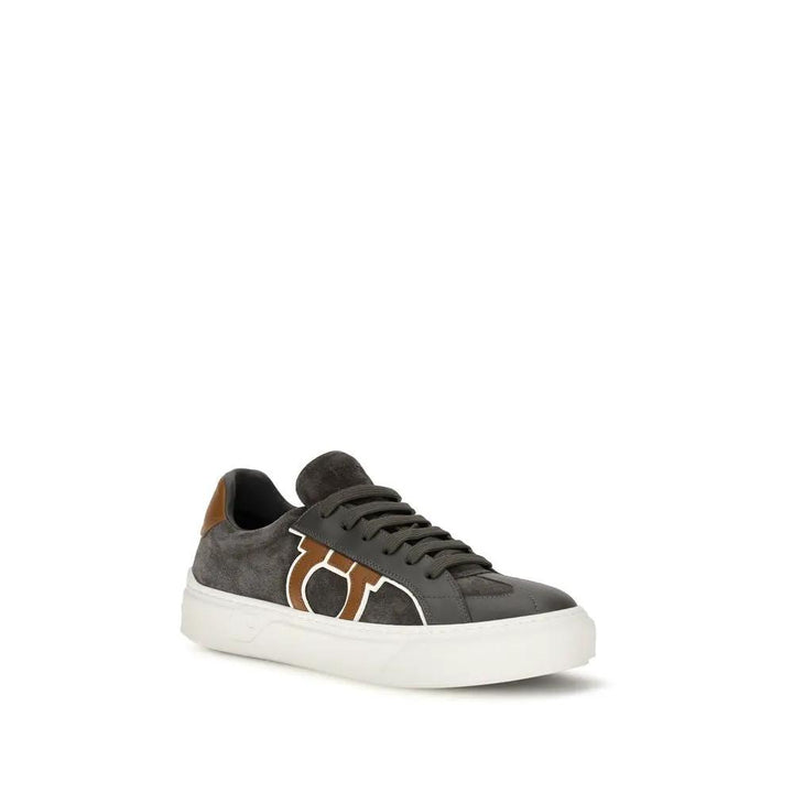 Ferragamo Sample Sale | Ferragamo Gray Suede Leather Low Top Sneakers - | Designer outlet