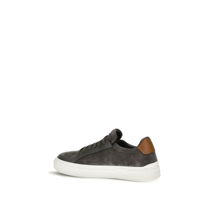 Ferragamo Sample Sale | Ferragamo Gray Suede Leather Low Top Sneakers - | Designer outlet