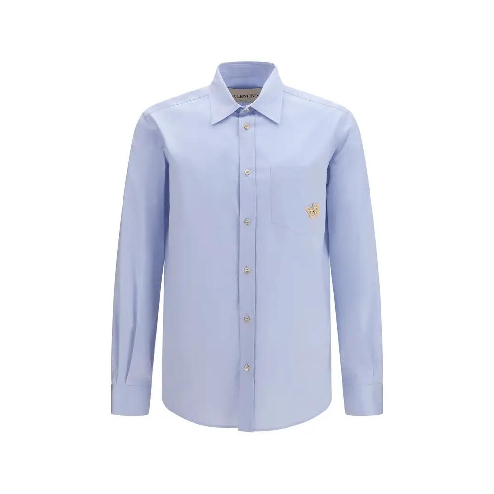 Valentino Garavani Sample Sale | Valentino Garavani Blue Cotton Dress Shirt - | Designer outlet