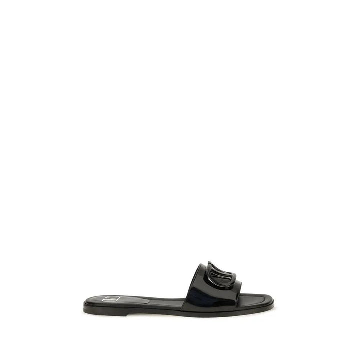 Valentino Garavani Sample Sale | Valentino Garavani Black Calf Leather Bos Taurus Flat Sandals - | Designer outlet