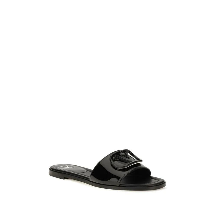 Valentino Garavani Sample Sale | Valentino Garavani Black Calf Leather Bos Taurus Flat Sandals - | Designer outlet