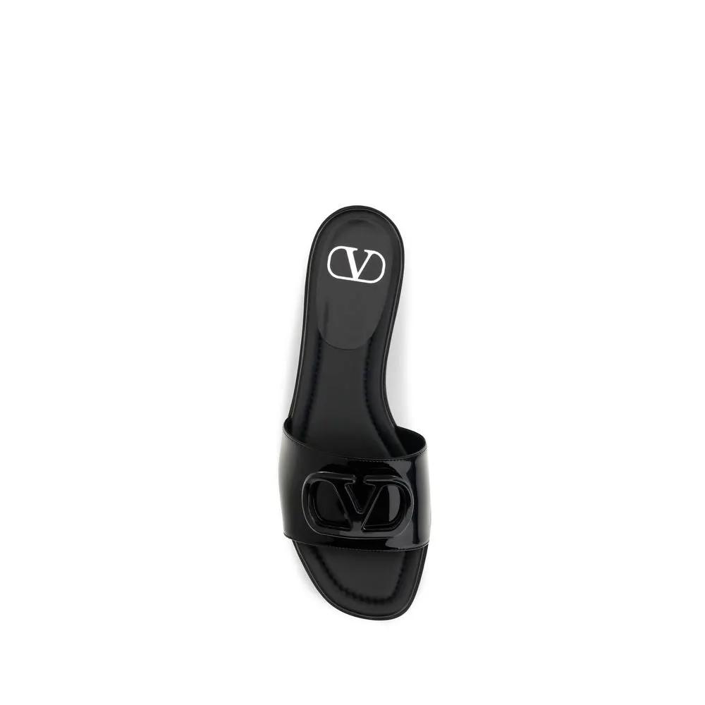Valentino Garavani Sample Sale | Valentino Garavani Black Calf Leather Bos Taurus Flat Sandals - | Designer outlet