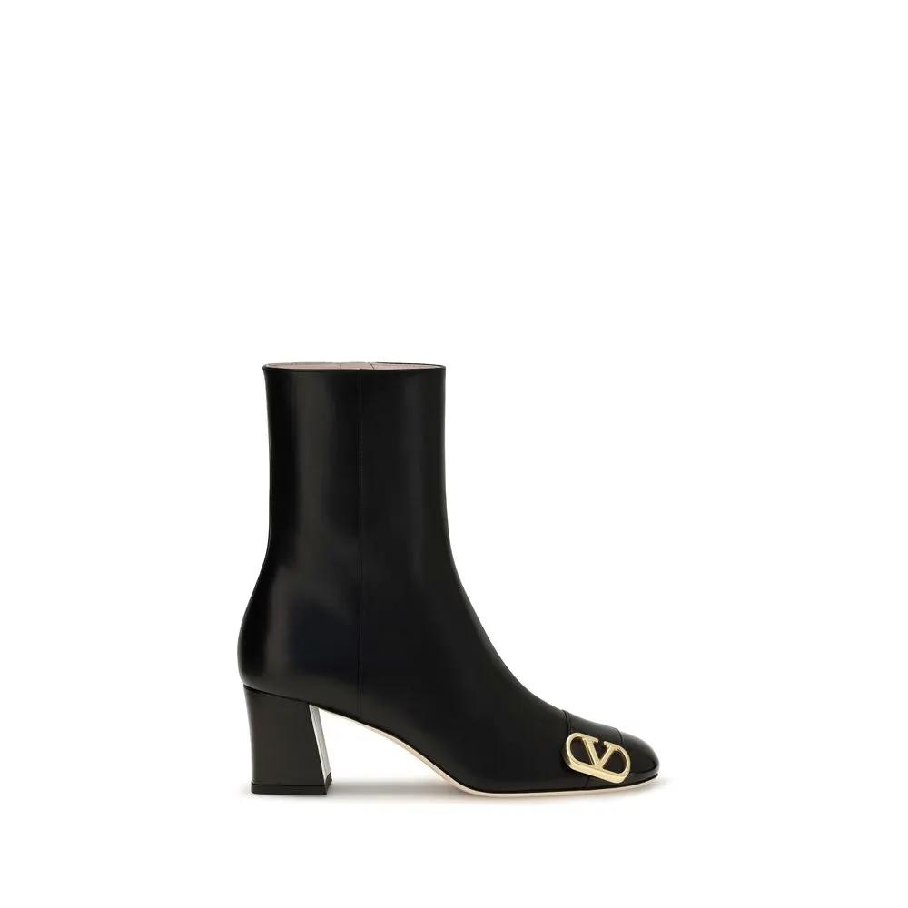 Valentino Garavani Sample Sale | Valentino Garavani Black Calf Leather Bos Taurus Ankle Boots - | Designer outlet