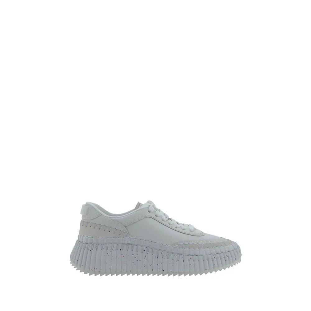 Chloé Sample Sale | Chloé White Calf Leather Bos Taurus Platform Sneakers - | Designer outlet