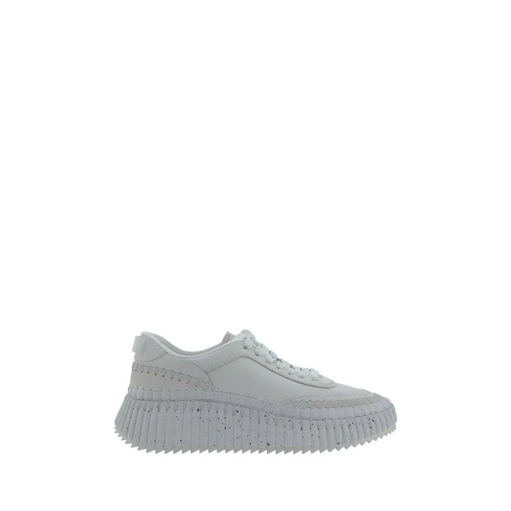 Chloé Sample Sale | Chloé White Calf Leather Bos Taurus Platform Sneakers - | Designer outlet