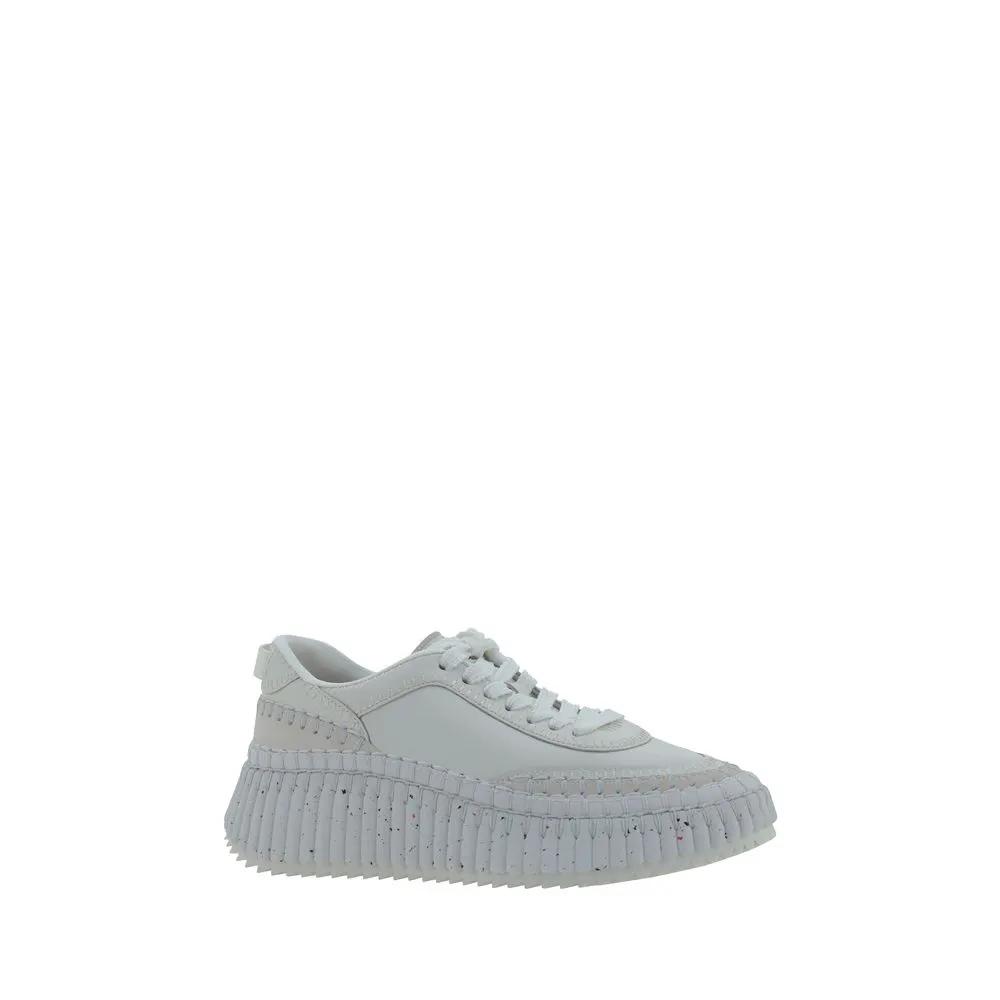 Chloé Sample Sale | Chloé White Calf Leather Bos Taurus Platform Sneakers - | Designer outlet