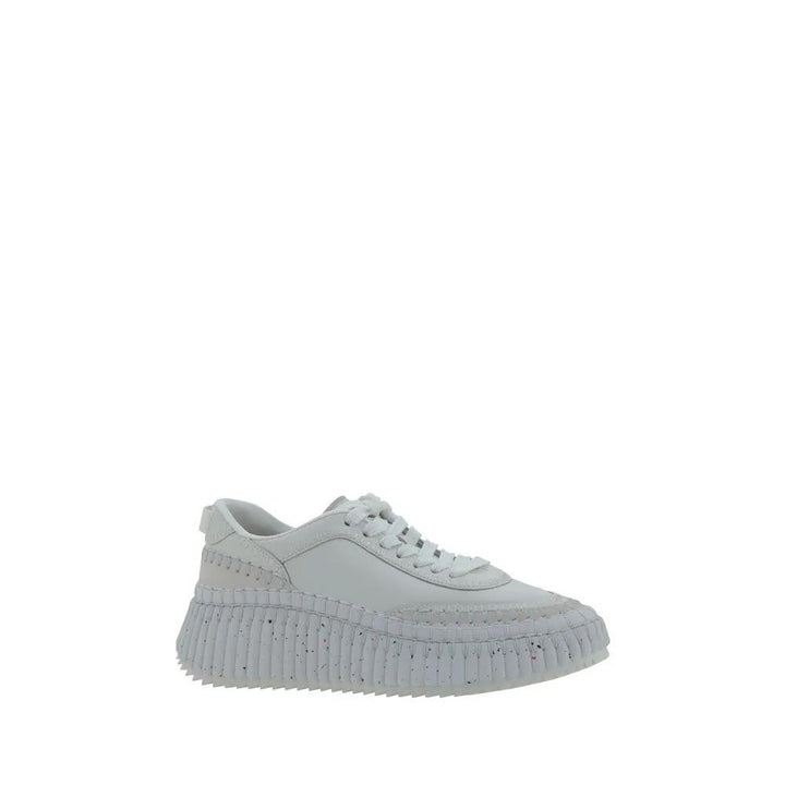 Chloé Sample Sale | Chloé White Calf Leather Bos Taurus Platform Sneakers - | Designer outlet