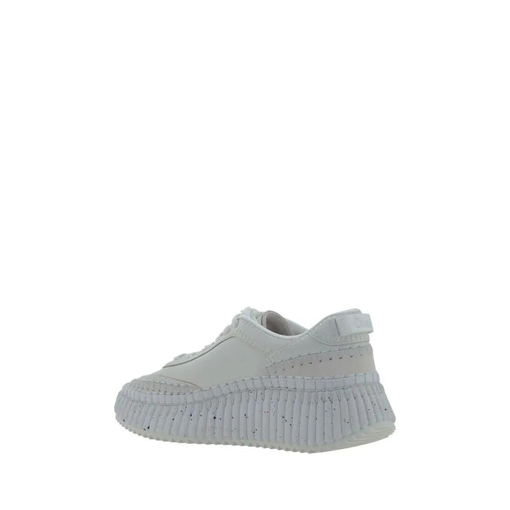 Chloé Sample Sale | Chloé White Calf Leather Bos Taurus Platform Sneakers - | Designer outlet
