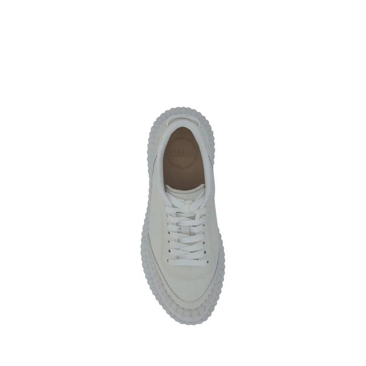 Chloé Sample Sale | Chloé White Calf Leather Bos Taurus Platform Sneakers - | Designer outlet