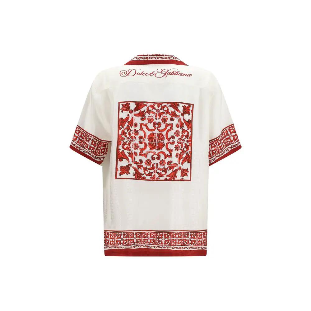 Dolce & Gabbana Sample Sale | Dolce & Gabbana White Silk Pattern Shirt - | Designer outlet