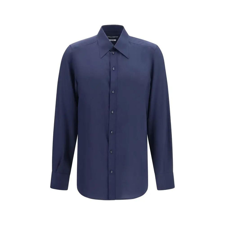 Dolce &amp; Gabbana Sample Sale | Dolce &amp; Gabbana Blue Silk Dress Shirt - | Designer outlet