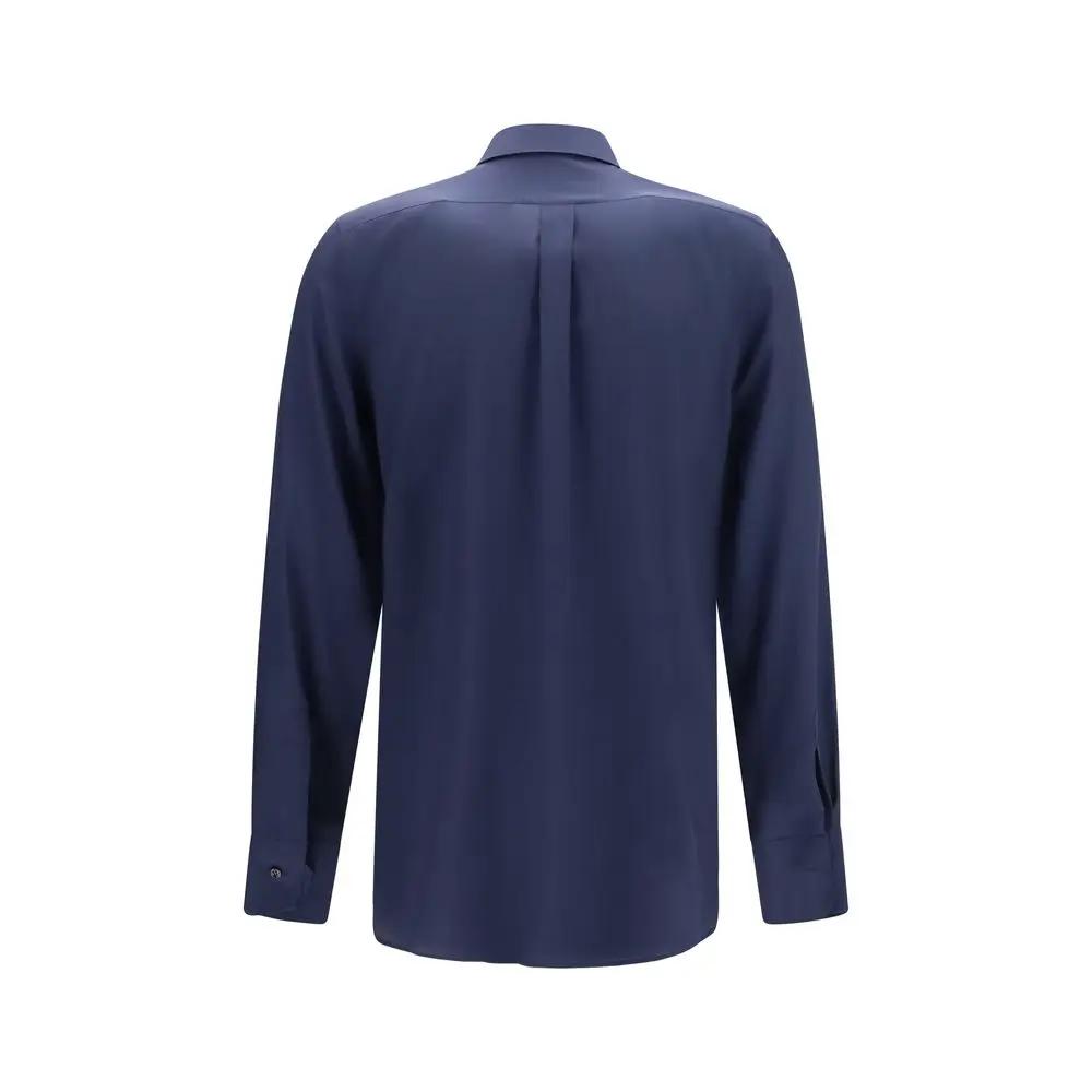 Dolce &amp; Gabbana Sample Sale | Dolce &amp; Gabbana Blue Silk Dress Shirt - | Designer outlet