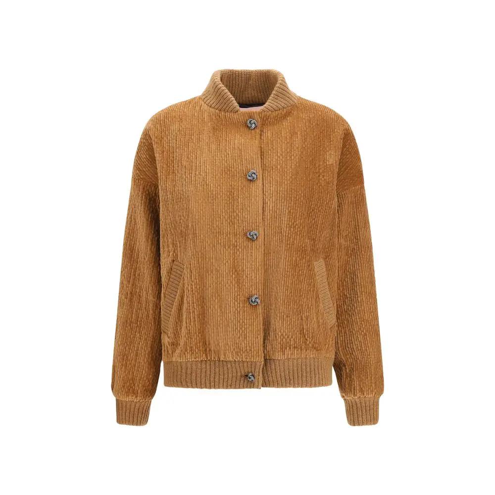 Kristina Ti Sample Sale | Kristina Ti Brown Cotton Bomber - | Designer outlet