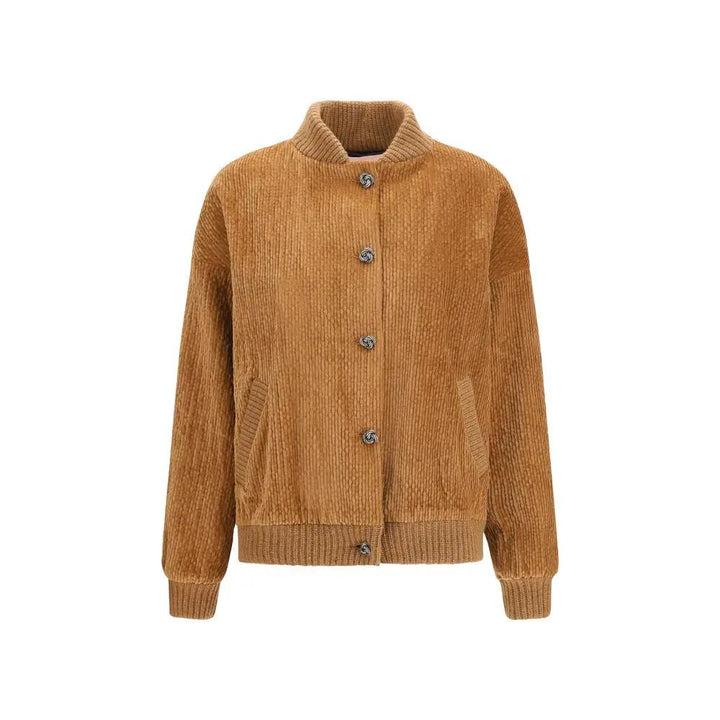 Kristina Ti Sample Sale | Kristina Ti Brown Cotton Bomber - | Designer outlet