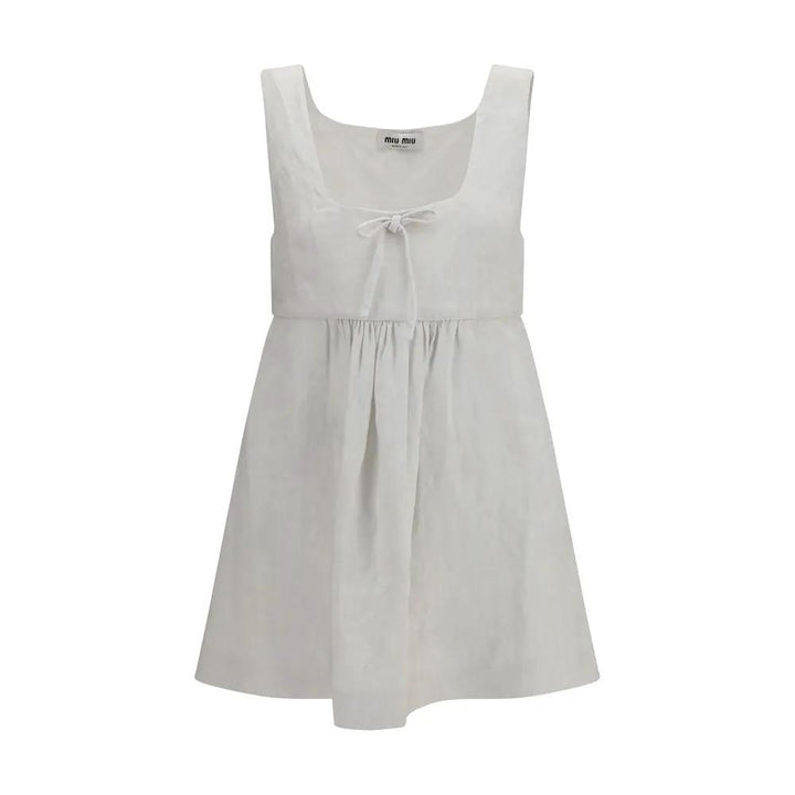 Miu Miu Sample Sale | Miu Miu White Linen Casual Dress - | Designer outlet